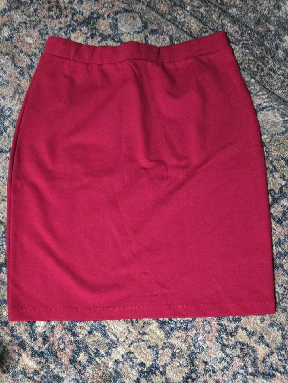 Classic Wine Pencil Skirt with Clean Waistband